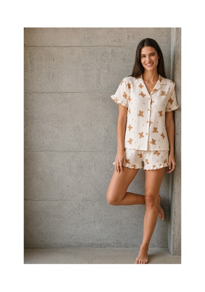 Fit Women Kadın V Yaka Comfort Fit Kar Beyaz Pijama Takımı