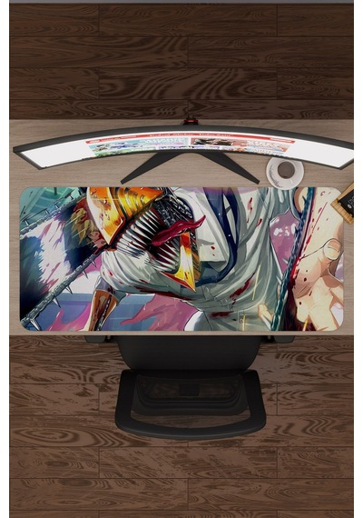Chainsaw Man Anime V2 - 90x40 Xxl Gaming Kauçuk Kaymaz Taban Mouse Pad Fare Altlığı