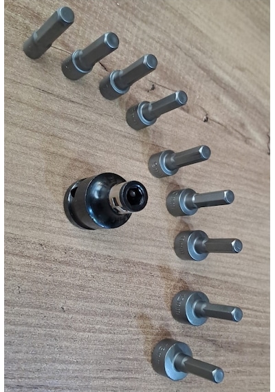 Somun Sökme Sıkma Makine İçin 9lu Lokma Seti Bits Adaptörlü Hex