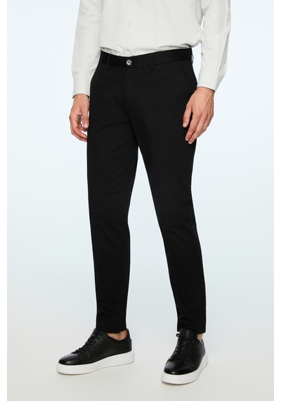 Morven Erkek Siyah Pamuk Trend Düz Slim Fit Chino Pantolon 26ys003007001 Siyah