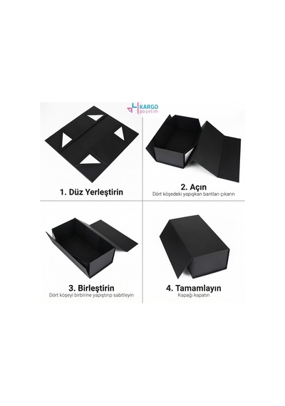 Katlanabilir Mıknatıslı Hediye Kutusu Premium Mukavva Sunum Ve Saklama Kutusu Orta 36x 26x10 Cm