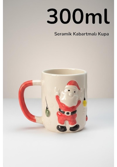 Seramik Kabartmalı Noel Baba 1no Kupa -300ml