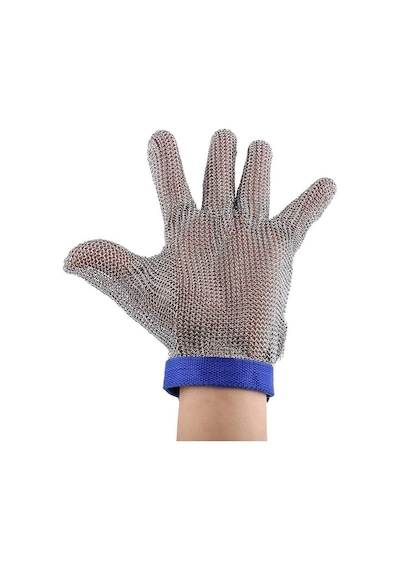 Paslanmaz Çelik Örme Kesilmez Eldiven 24x11 Cm - Seviye 5 Koruma, Kasap, Mutfak, Istiridye Soyma, Ahşap Oyma Ve En Diğer