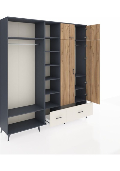 Hyperion Dolap 12 Raflı 2 Çekmeceli 2 Askılı 220x44x243 Antrasit-çam/aytaşı Çok Renkli Hyperion Dolap 12 Raflı 2 Çekmeceli 2 Askılı 220x44x243 Antrasit-çam/aytaşı Çok Renkli