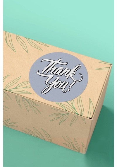 Gri Thank You Kargo Sticker 3x3cm St2163 Çok Renkli