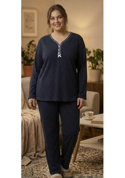 Miss Melina Büyük Beden % 100 Pamuk Uzun Kol Kadın Pijama Takımı Lacivert - 9030024004068 Koyu Lacivert Miss Melina Büyük Beden % 100 Pamuk Uzun Kol Kadın Pijama Takımı Lacivert - 9030024004068 Koyu Lacivert