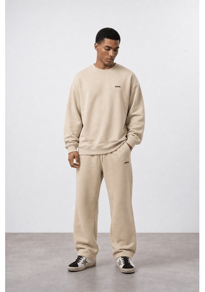 Erkek Respire Basic Oversize Sweatshirt Bej