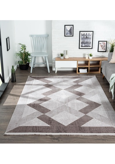 Trend 4102 Gri Akrilik Pamuk Yumuşak Modern Mutfak Yatak Odası Salon Oturma Halısı-215 Açık Gri - Antrasit