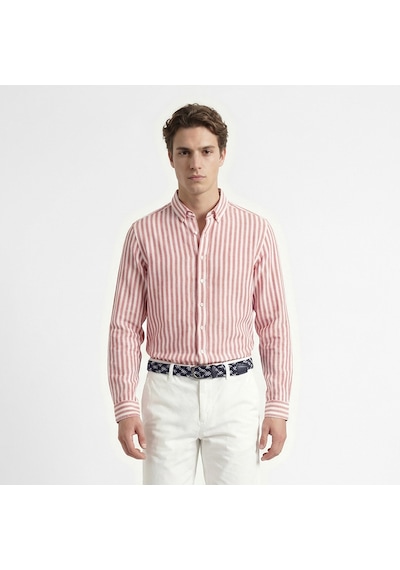Nautica Erkek Kırmızı Regular Fit Çizgili Gömlekçizgiliw65433t