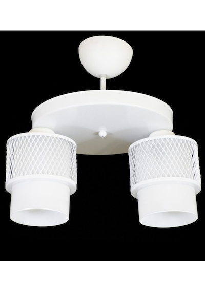 Ikili Beyaz Cam Kafes Model Modern Plafonyer Avize H