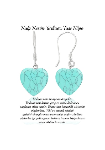 Sertifikalı Kalp Turkuaz Kolye Ve Küpe Seti Çok Renkli