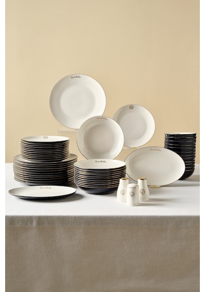 Karaca Lisanslı Elegance Bone Gold 53 Parça 12 Kişilik Yemek Takımı Lacivert