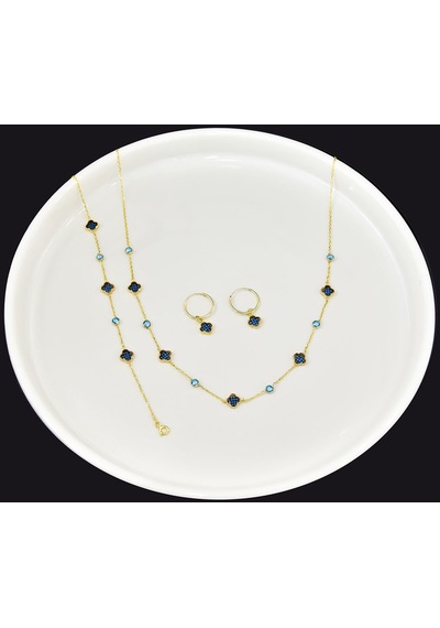 Papatya Silver 925 Ayar Gümüş Gold Kaplama Set