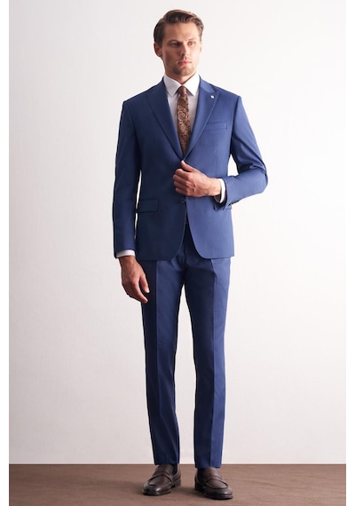 İmza Koyu Lacivert Kırlangıç Yaka Kendinden Desenli Esnek Bel Slim Fit 6 Drop Takım Elbise 1001255168 Koyu Lacivert