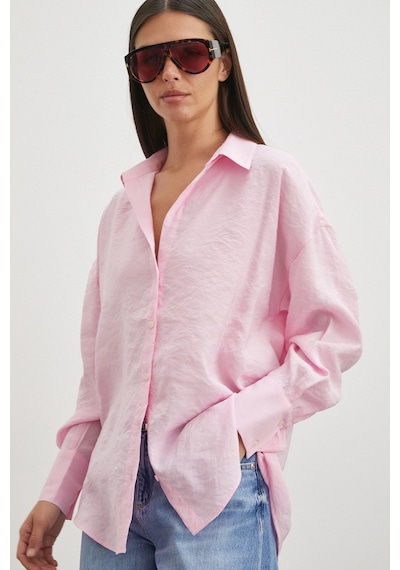Never More Dökümlü Oversize Modal Gömlek Pembe