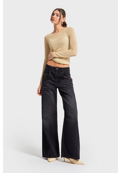 Itsbasic Kadın Koyu Füme Renk 2w5-1 Palazzo Fit Bol Kesim Cep Detaylı %100 Koton Denim Jean Itsbasic Kadın Koyu Füme Renk 2w5-1 Palazzo Fit Bol Kesim Cep Detaylı %100 Koton Denim Jean