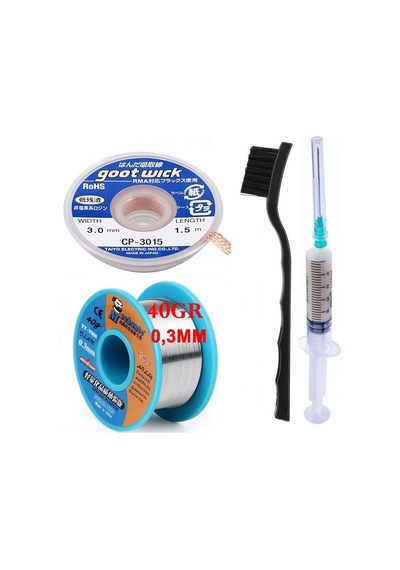 Mechanic /lehim Teli Noclean Sn63/pb37 40g 0,3mm Lehim Toplama Cp-3015 Emme Teli 3,0mm 4lü Set St01