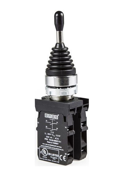 Emas Cm707dj40 2no+2no Kalıcı 4 Pozisyonlu Metal Joystick Buton 22 Mm