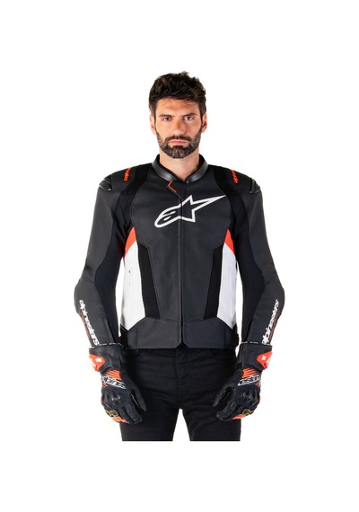 Alpinestars Missile V3 Airflow Deri Korumalı Motosiklet Montu Siyah Beyaz Kırmızı