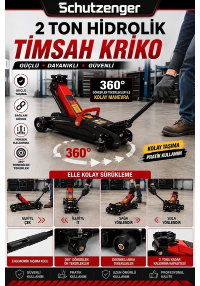 2 Ton Timsah Kriko Ve Bijon Sökme Anahtarı Araç Kaldırma Krikosu Çelik Teker Taşıma Çantalı