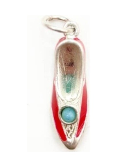 Oriental Kuyumculuk Jewellery Kırmızı Mineli Gümüş Çarık Kolye Ucu Gümüş