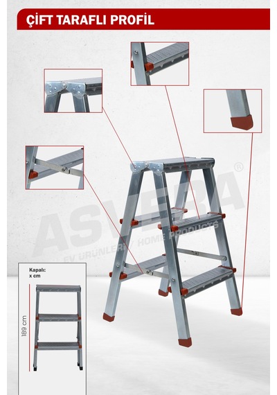 Asvera 3+3 Çift Çıkışlı Profil Merdiven