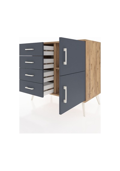 Hyperion Şifonyer Tek Raflı 4 Çekmeceli 2 Kapaklı 88x44x80 Çam-antrasit Antrasit Hyperion Şifonyer Tek Raflı 4 Çekmeceli 2 Kapaklı 88x44x80 Çam-antrasit Antrasit