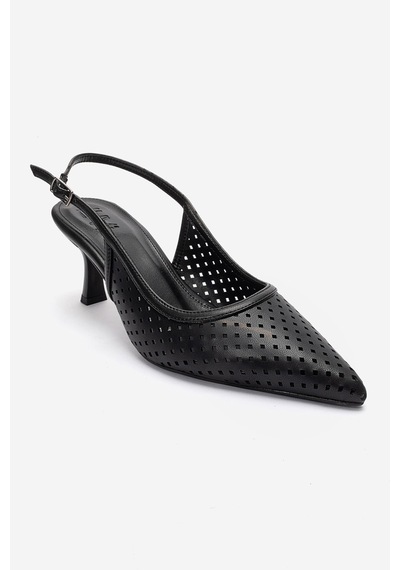 Luvishoes Uvıen Siyah Cilt Kadın Topuklu Ayakkabı