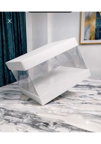 Asetat Gelin Damat Çeyiz Bohça Kutusu Beyaz Şeffaf Katlanabilir Demonte Orta Boy 33 33 25cm 1adet