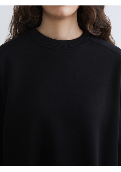 Lcw Vision Siyah Bisiklet Yaka Oversize Kadın Kalın Sweatshirt