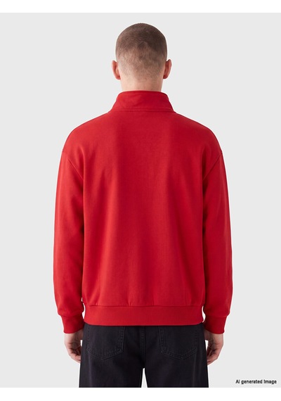 LC Waikiki Lc Waıkıkı Kırmızı Yarım Fermuarlı Dik Yaka Erkek Sweatshirt