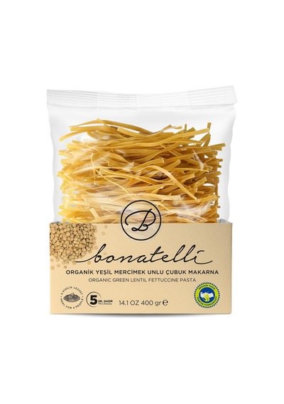 Bonatelli Organik Yeşil Mercimek Çubuk Makarna 400g - 3 Adet Tarı