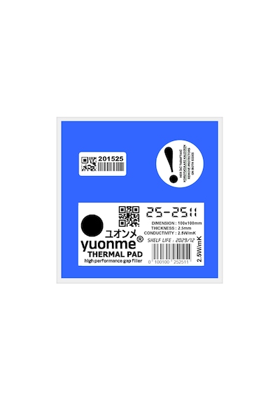 Yuonme Termal Ped / Thermal Pad 2.5mm 2.5w/mk 100x100mm 25-2511