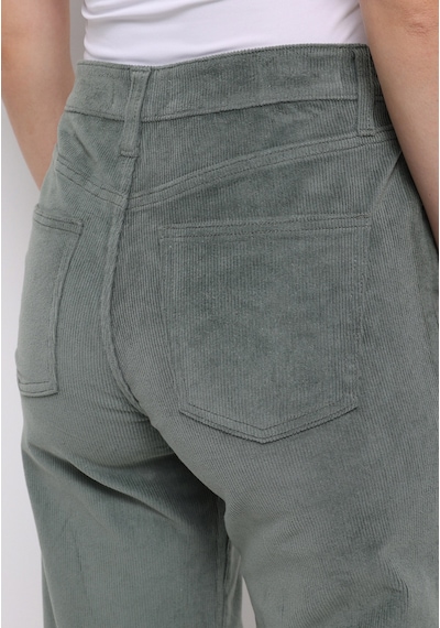 Colins Berry Fit Yüksel Bel Geniş Paça Kadın Yeşil Pantolon Cl1076106 Q1.v2 Sag Sage