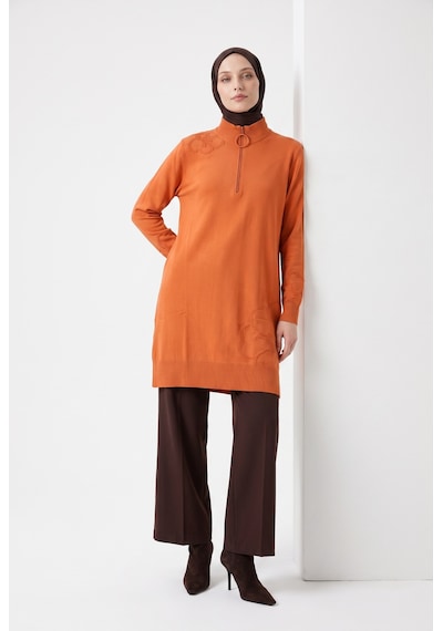 Armine Çiçek Desenli Triko Tunik 25ktd4111 Şeftali Pembe