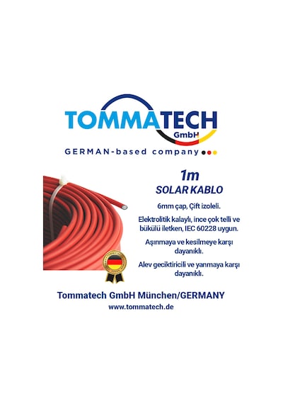 6mm Solar Güneş  Paneli Kablosu Kırmızı 1m
