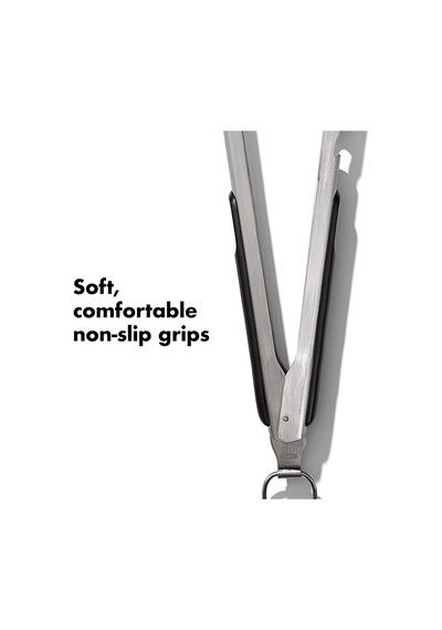 Oxo Good Grips Paslanmaz Çelik Uzun Barbekü Maşası, Dahili Şişe Açacaklı 47,5 Cm - Sosis, Sebze Ve Daha Fazlası
