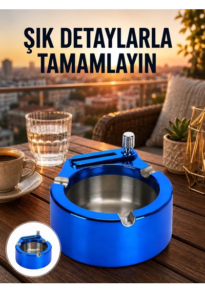 Hepsi Yuvarlak Metal Küllük Çakmak Entegreli Dayanıklı Yapı Yeni Nesil Najmaddin