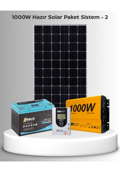 1000w Hazır Solar Paket - 2 Tam Sinüs Off-grid Güneş Enerji Sistemi