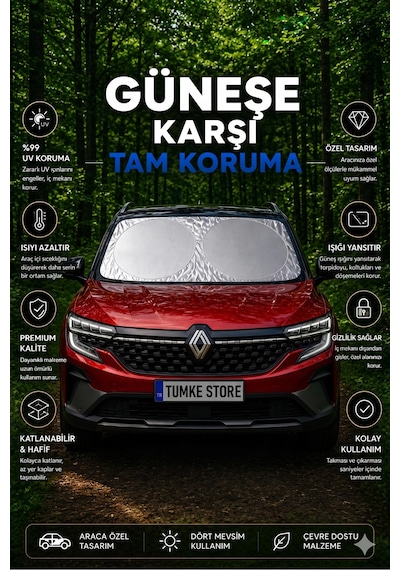Premium Büyük Boy Katlanır Oto Ön Cam Güneşliği Isı Yansıtıcı Uv Otomobil Aksesuarı