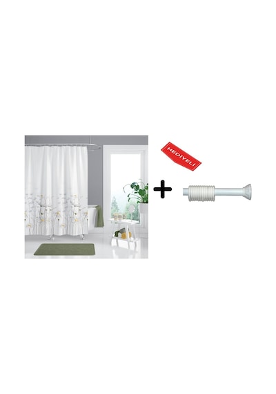 Banyo Duş Perdesi 8441 120x200 Perde Borusu Askı Aparatı 90x130 Hediyeli Çok Renkli