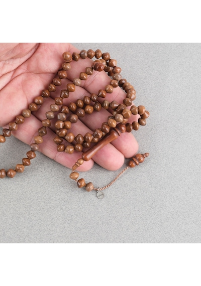 Kuka Orijinal Doğal Lapisdo İmzalı İstanbul Kesim 6x7mm Namaz Tesbihi Kahverengi