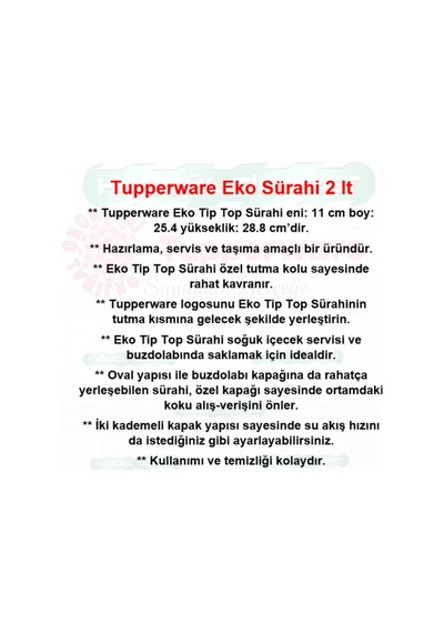 Mor Eko Tip Top Sürahi 2 Litre Hsgl