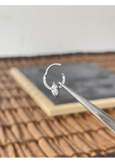 %100 Cerrahi Çelik Markiz Mod 8 MM X 1.2 MM Çelik Kilitli Halka Piercing Gümüş