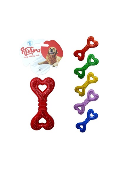 Natura 12.5 CM Plastik Kalp Kemik Köpek Oyuncağı Çok Renkli