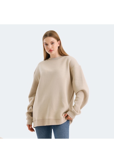 Slazenger VADIM Oversize Kadın Oversıze Bej Sweatshirt