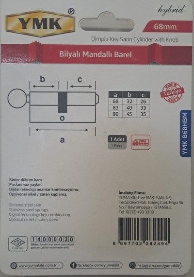 Ymk 68 Mm Bilyalı Hybrid Saten Mandallı Barel Ymk-b68hbm