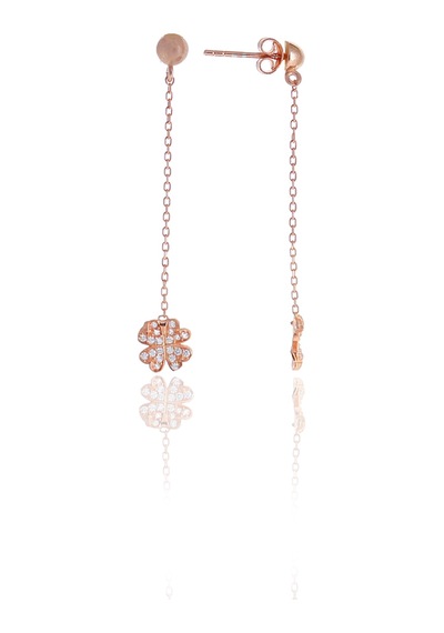 Yonca Tasarım Zirkon Taşlı Rose Kaplama Gümüş Kadın Küpe 201025114 Gümüş