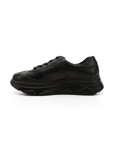 Gönderi(R) Gönderi R Siyah Dolgu Taban Bağcıklı Hakiki Deri Sneaker Siyah