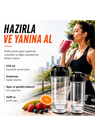 Tigrecook TG-3205B Nutrishake Fit 3 In 1 600 W Kişisel Smoothie Blender Ve Kahve Baharat Öğütücü